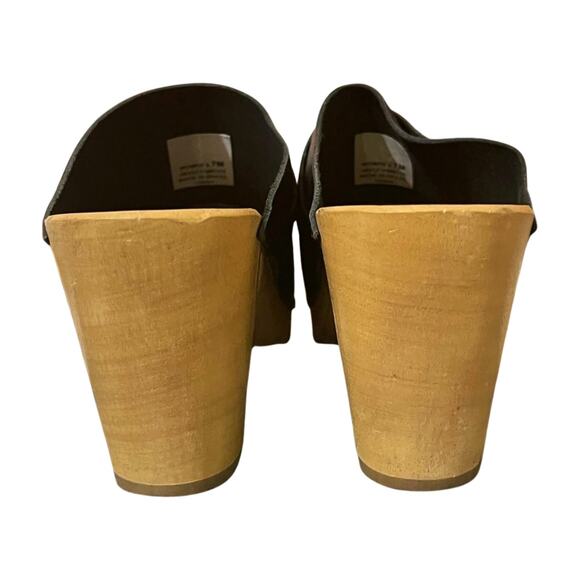 L.L. Bean Leather Wood Clogs Size 7 Chunky Platform Heels Cottagecore Boho Y2K - Picture 5 of 11